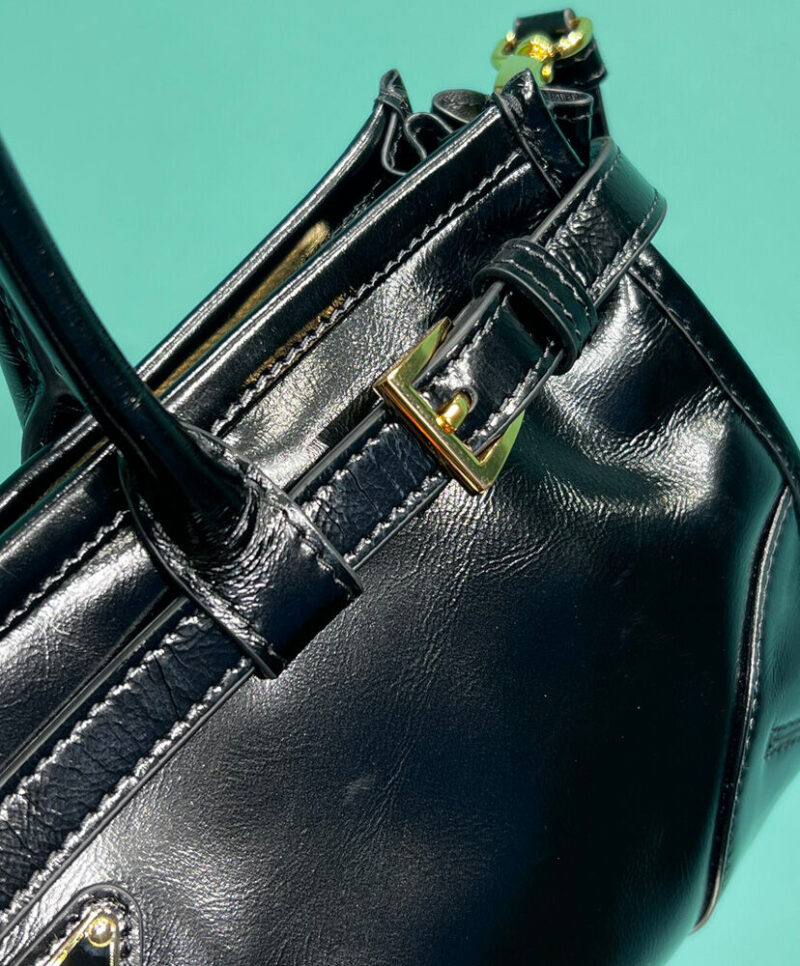 Prada Medium Leather Handbag 1BA426 Black